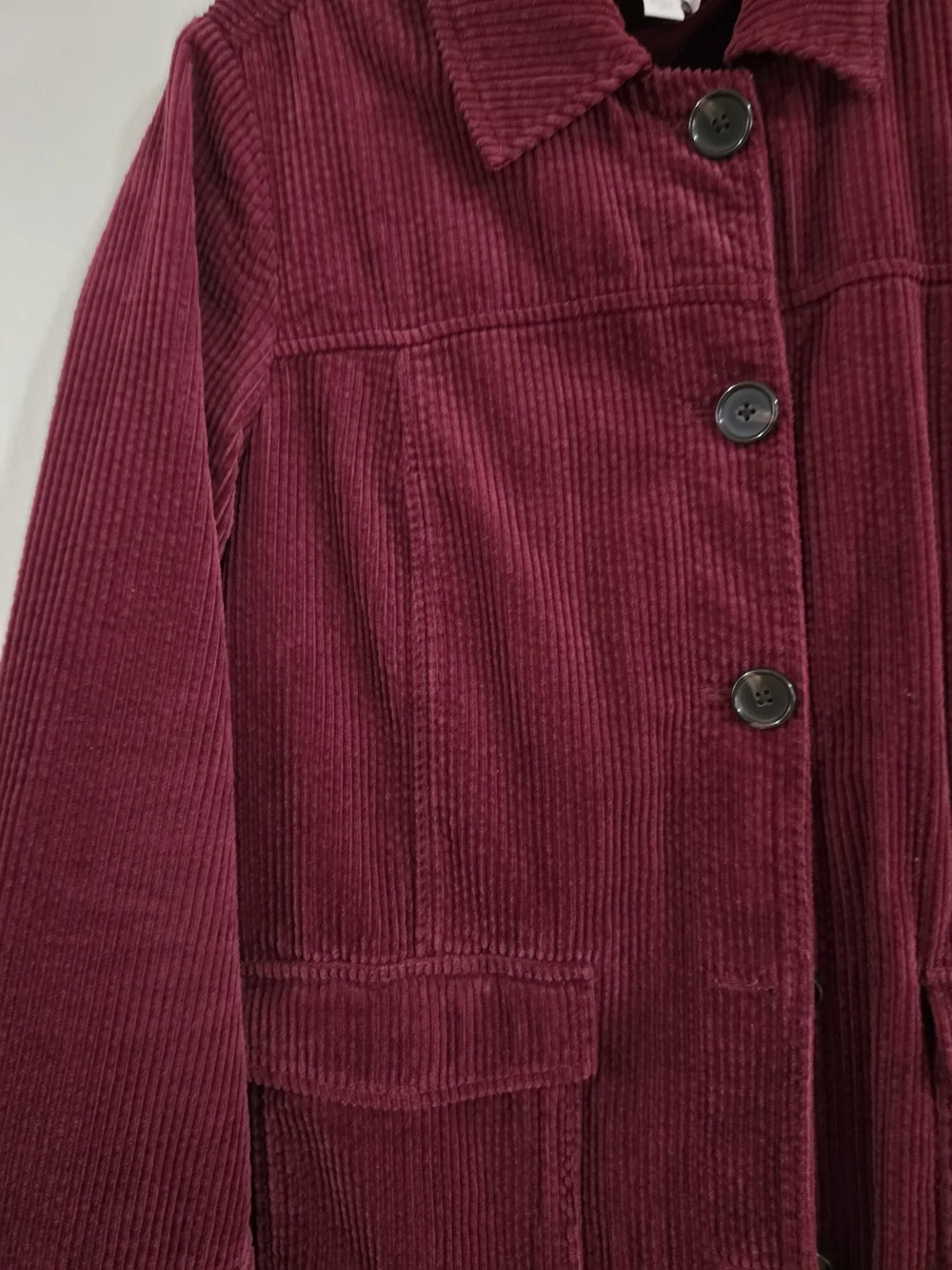 J. Jill Corduroy Button-Front Jacket in Wine Red